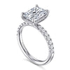 14K White Gold Radiant Hidden Halo Diamond and Engagement Ring
