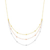 Tri-Color Bib Necklace with Diamond-Cut Beads