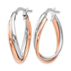 14K Rose and White Gold Polished Fancy Hoop Earrings
