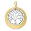 Sterling Silver RH-plat and Gold-tone Textured Tree Pendant