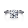 14K White Gold Hidden Halo Round Diamond Engagement Ring