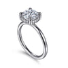 14K White Gold Round Hidden Halo Diamond Engagement Ring