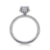 14K White Gold Oval Hidden Halo Diamond Engagement Ring