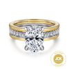 14K Yellow-White Gold Wide Band Oval Diamond Engagement Ring
