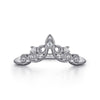 14K White Gold Curved Filigree Diamond Ring