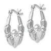 Sterling Silver Rhodium-plated Polished Claddagh Hoop Earrings
