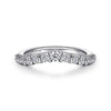 Curved 14K White Gold Shared Prong Diamond Wedding Band
