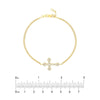 Plated Sterling Silver Sideways CZ Cross Bracelet