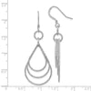 Sterling Silver Rhod-pltd  Textured Shepherd Hook Dangle Earrings