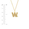 Block Lined Initial 'W' with Diamond Necklace