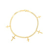 Cross Dangles Curb Chain Adj. Bracelet