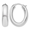 Sterling Silver RH-plated Polished Oval Hoop Earrings