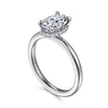 14K White Gold Hidden Halo Oval  Diamond Engagement Ring