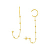 Saturn Chain Drape Earrings with Ear Cuff