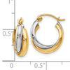 14K Two-tone Polished Hinged Hoop Earrings