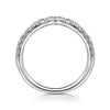 Curved 14K White Gold French Pavé Diamond Wedding Band