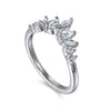 Curved-14K White Gold Round Pear Shaped and Marquise Diamond Anniversary Band