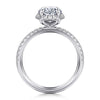 14K White Gold Oval Hidden Halo Diamond Engagement Ring
