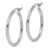 10K White Gold Polished Hinged Hoop Earrings