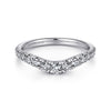 Curved Platinum French Pavé Set Diamond Wedding Band