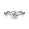 14K White Gold Hidden Halo Round Diamond Engagement Ring