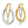 14K Two-tone Polished Twisted Double Hoop Earrings