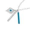 Sterling Silver Loved Enamel Paper Clip Chain Charm Necklace