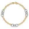 14K Two-tone Polished and Textured Fancy Link Bracelet