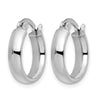 14K with White Rhodium Plating Polished Hoop Earrings