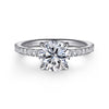 14K White Gold Round Hidden Halo Diamond Engagement Ring