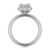 14K White Gold Oval Hidden Halo Diamond Engagement Ring