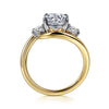 14K White-Yellow Gold Round Three Stone Diamond Engagement Ring
