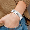 Sterling Silver RH-plated Polished Hammered Slip-on Bangle