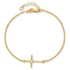 14K Polished CZ Cross Anklet