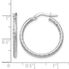 10K White Gold Polished and Textured Hinged Hoop Earrings