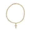 Cross Dangle Curb Chain Adj. Bracelet