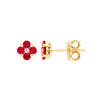 2.5mm Ruby Flower Stud Earrings