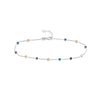 Sterling Silver Color CZ Stations on Chain Adjustable Anklet