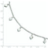 Sterling Silver Rhodium-plated Heart Charms 9 inch Plus 1 inch Extender - Total 10 inch Anklet