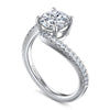 14K White Gold Bypass Round Diamond Engagement Ring