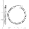 Sterling Silver RH-plated Polished Twisted Hinged Hoop Earrings