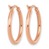 14K Rose Gold 2x20mm Polished Hoop Earrings