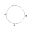 Sterling Silver Flower Dangle Trio Adjustable Anklet