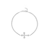 Plated Sterling Silver Sideways CZ Cross Bracelet