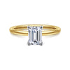 14K White-Yellow Gold Hidden Halo Emerald Cut Diamond Engagement Ring