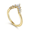 Curved-14K Yellow Gold Pear Shape and Round Diamond Anniversary Band