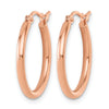 14K Rose Gold 2x20mm Polished Hoop Earrings