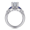 14K White Gold Round Five Stone Sapphire and Diamond Engagement Ring