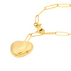 Textured Puff Heart Paper Clip Lariat Necklace