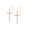 Plated Sterling Silver CZ Cross Dangle Earrings